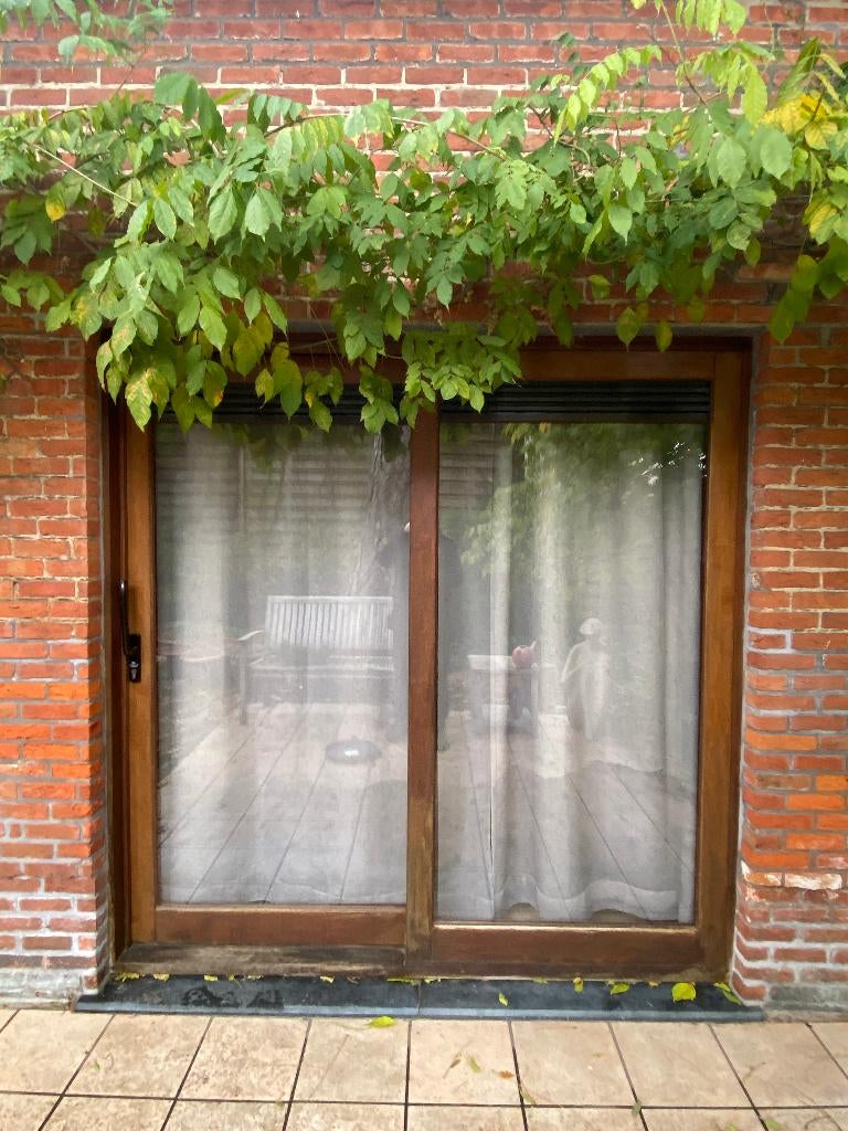 Merbau schuifdeur met ventilatie roosters 213x213, Ophalen, Gebruikt, Overige typen, 150 tot 225 cm