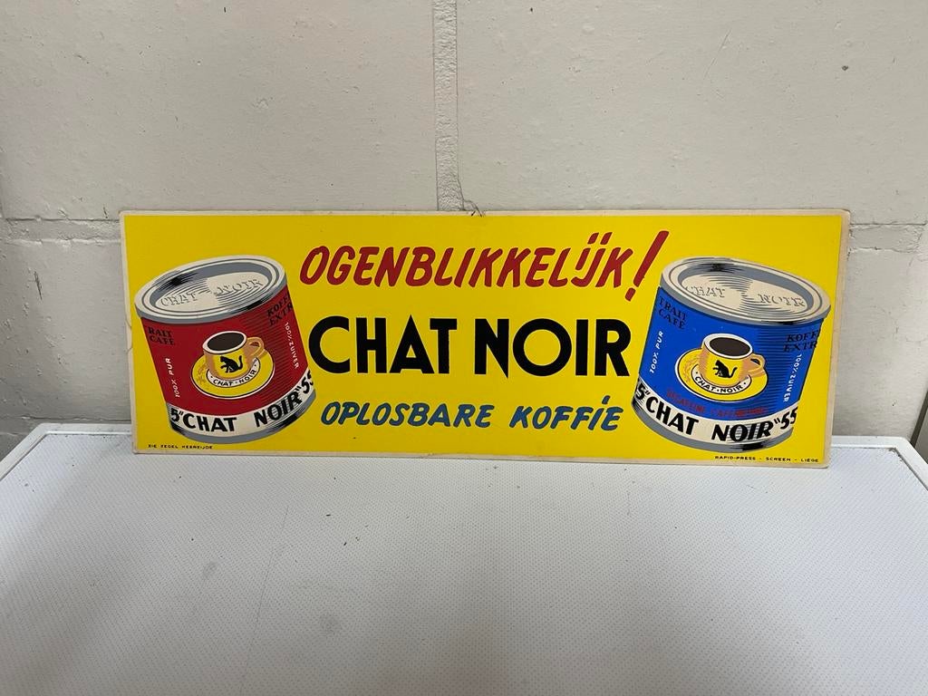 Chat noir zwarte kat karton reclame bord 1956(45 op 16), Collections, Enlèvement ou Envoi