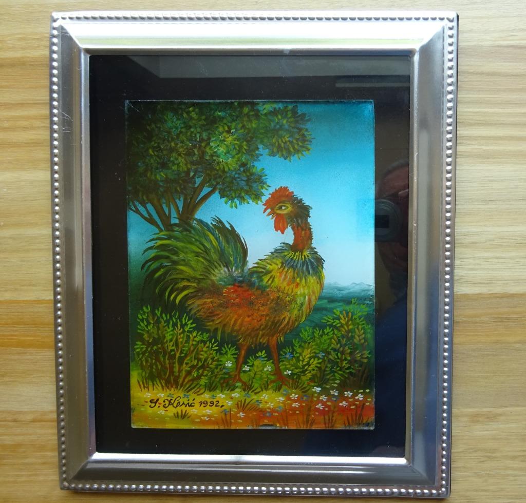 Slobodan Kesic, églomisé, 20 x 15 cm,  Haan 1992, Antiquités & Art, Enlèvement ou Envoi