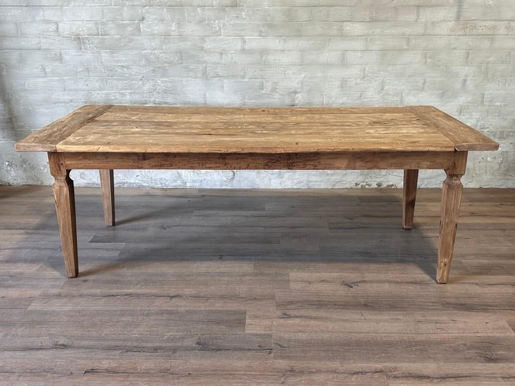 Franse boerentafel - 224 x 101 cm + 78 cm hoog, Gebruikt, Eikenhout, 200 cm of meer, Landelijk