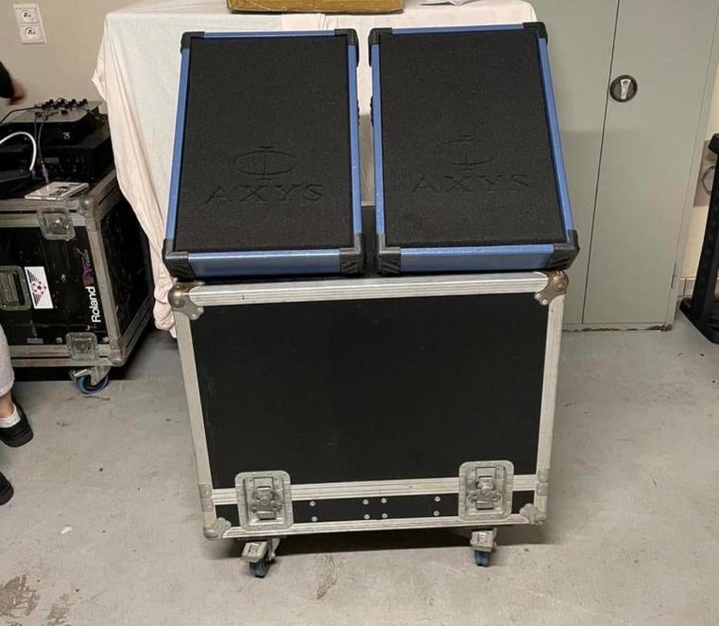 Actieve vloermonitors van axys met flightcase, Audio, Tv en Foto, Luidsprekerboxen, Ophalen, Zo goed als nieuw