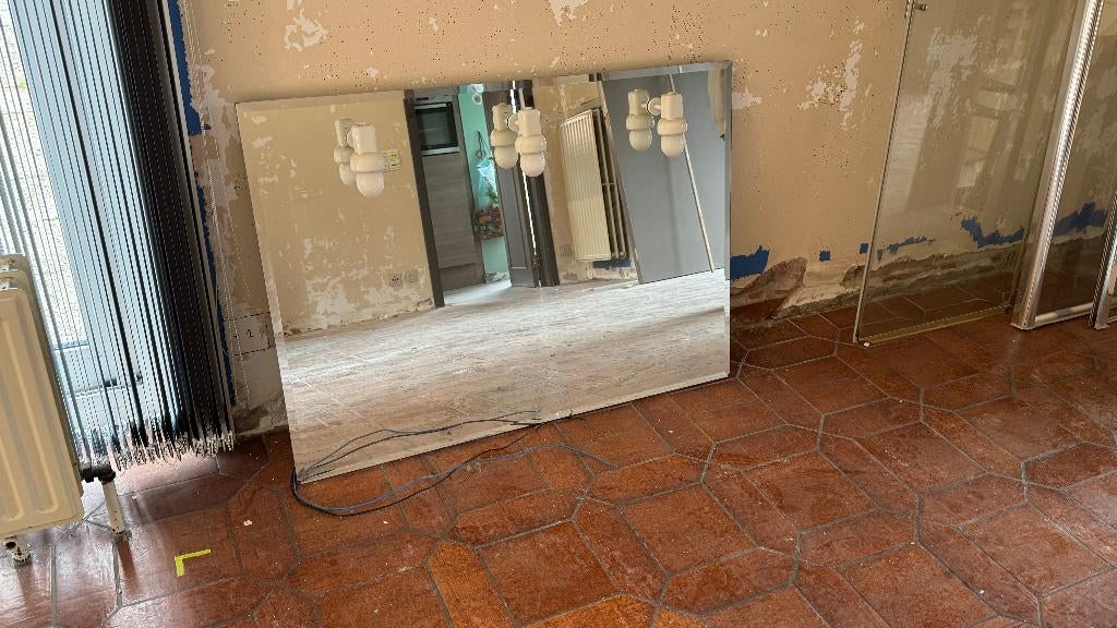 Miroir de salle de bain vintage avec 3 lampes, Moins de 100 cm, Enlèvement, Utilisé, Rectangulaire