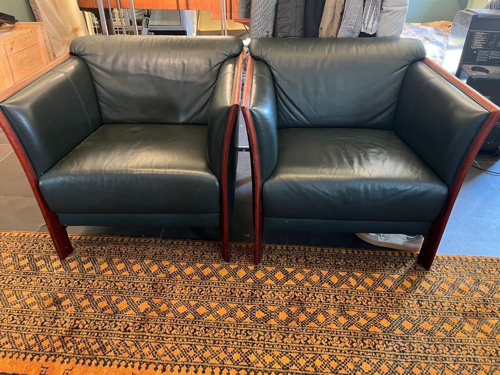 Vintage Jaguar zetels in groen leder, Ophalen