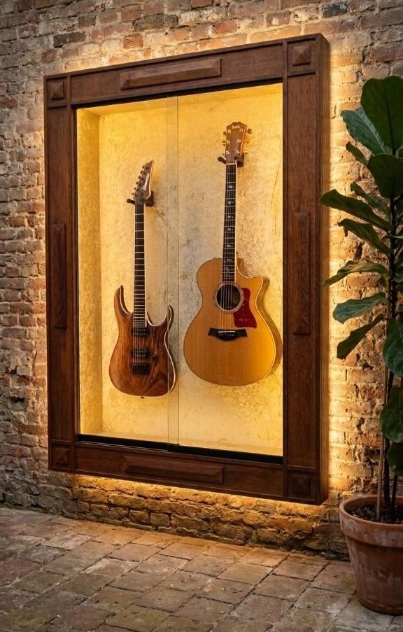 Antieke Art Deco vitrinekast voor gitaren, Muziek en Instrumenten, Behuizingen en Koffers, Ophalen