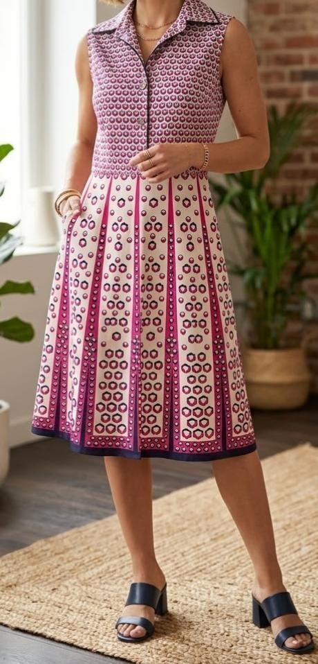 vintage mouwloze nette jurk, Vintage, Verzenden, Zo goed als nieuw, Maat 38/40 (M)