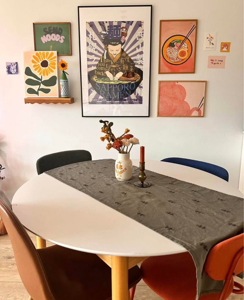 Uitschuifbare witte tafel, Huis en Inrichting, Tafels | Eettafels, Ophalen, Gebruikt, Rond