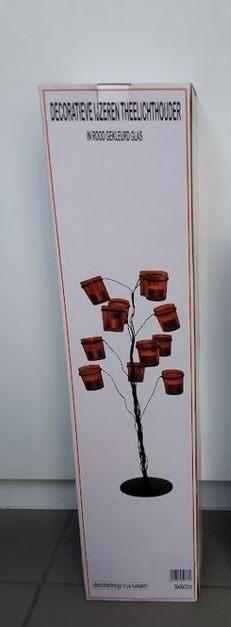 Nieuwe Theelichthouder met rode glaasjes., Ophalen, Nieuw, Zwart, Metaal