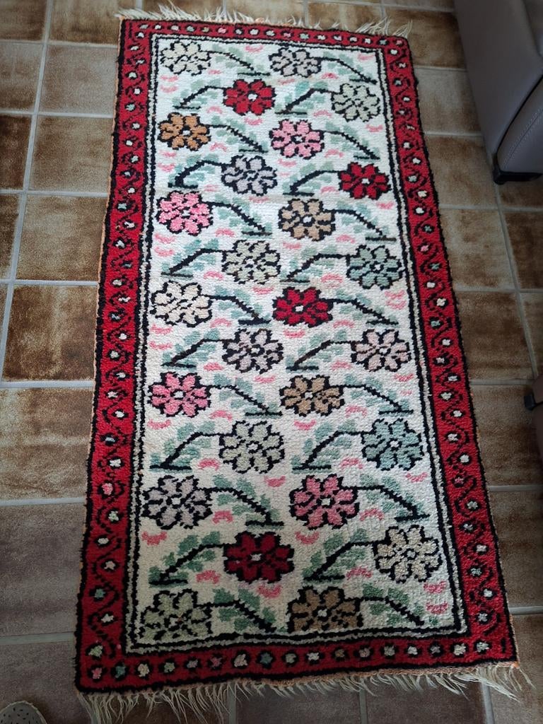 Tapis noué à la main blanc cassé avec des motifs  couleurs, Maison & Meubles, Ameublement | Tapis & Moquettes, 100 à 150 cm, Comme neuf