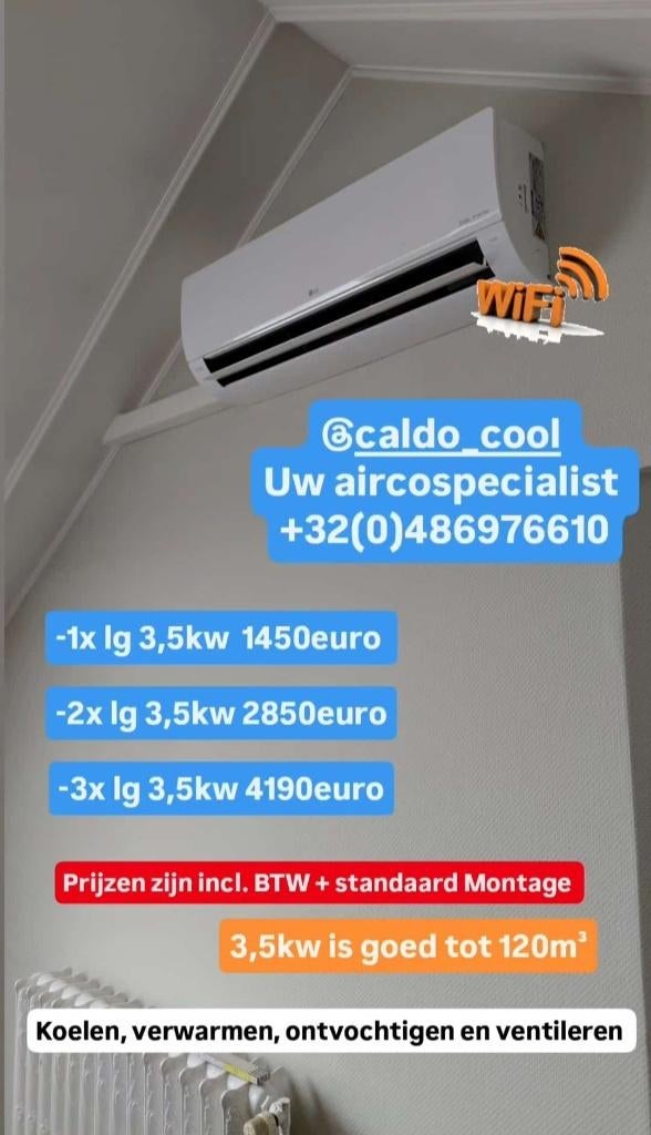 Airco's KOELEN EN VERWARMEN scherpe prijzen MET MONTAGE, Elektronische apparatuur, Airco's, Ophalen, Koelen en Ontvochtigen, Timer