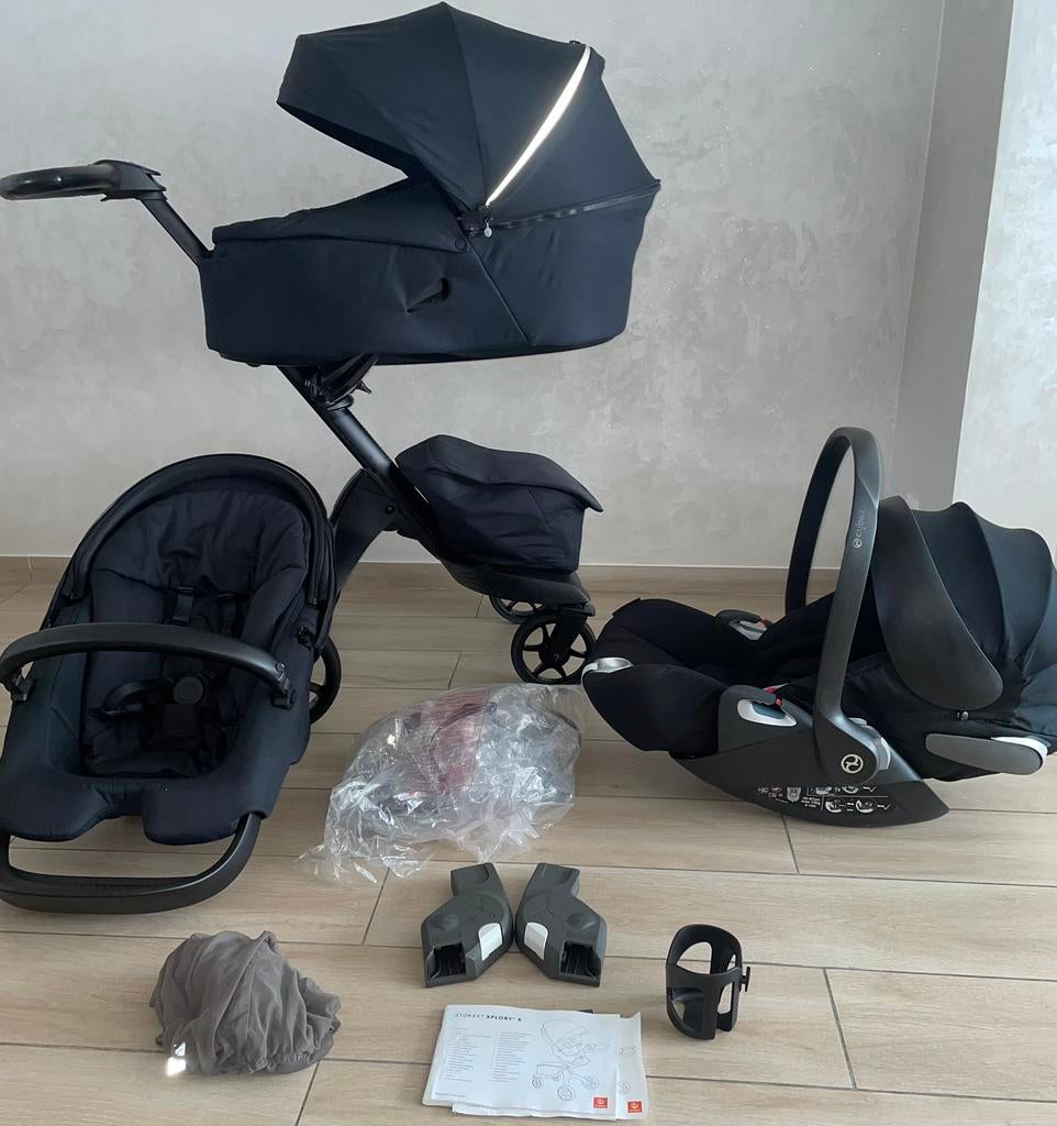 Stokke Xplory X rich black Kinderwagen 3-in-1 Complete Set, Babygeluk, Ophalen of Verzenden, Zo goed als nieuw, W