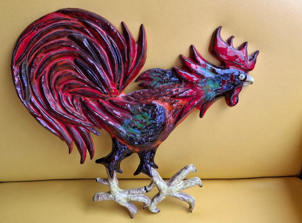 Vintage wanddecoratie haan - "Amphora", Huis en Inrichting, Woonaccessoires | Wanddecoraties, Ophalen of Verzenden, Zo goed als nieuw