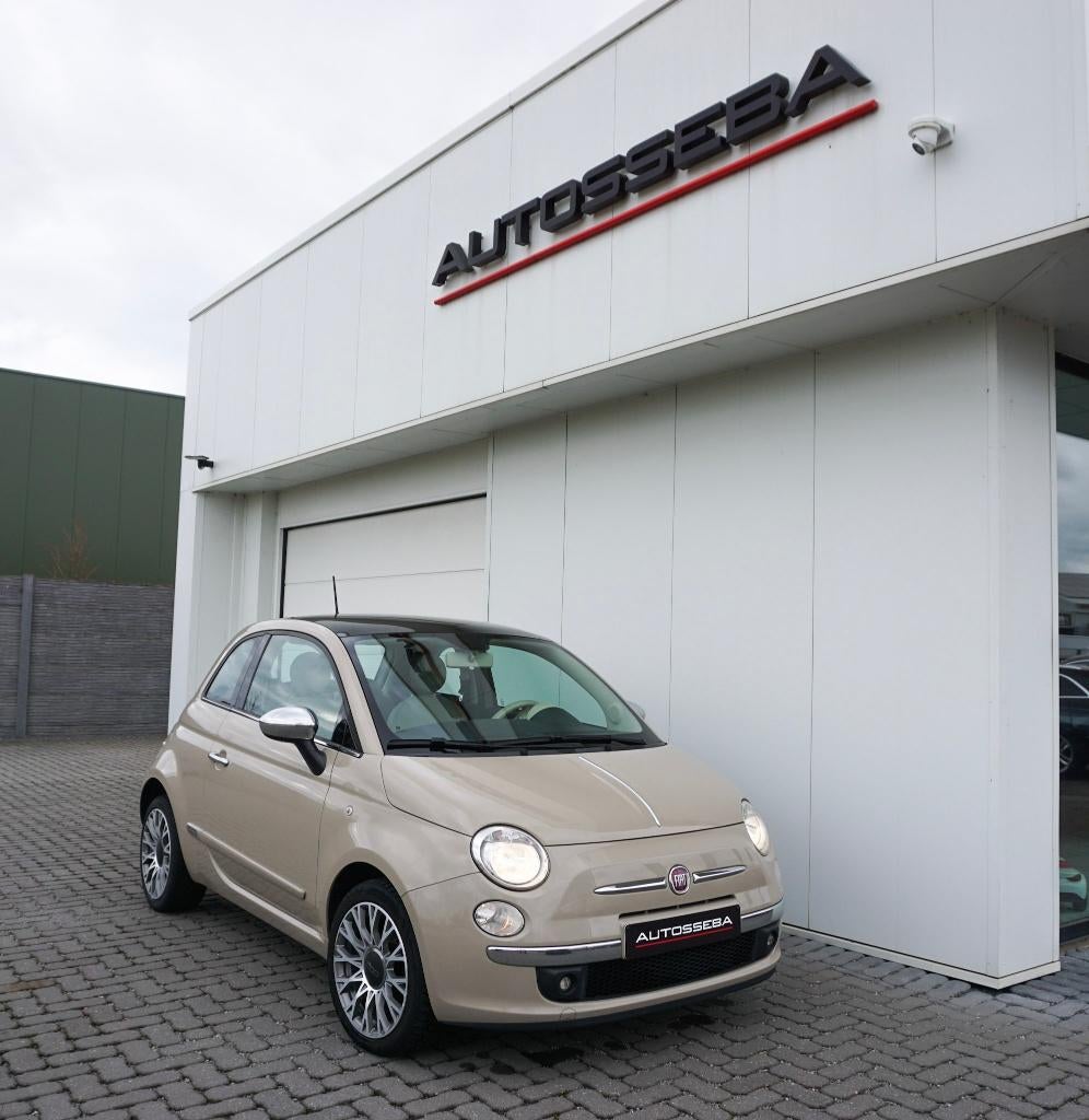 Fiat 500 1.2cc Benzine Pano/Leder/Automaat, Auto's, 4 zetels, 50 kW, Beige, Leder