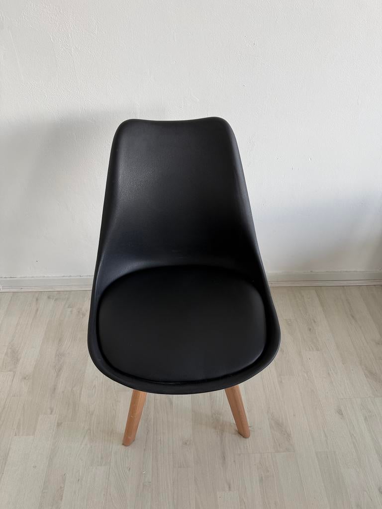 Zwarte kuipstoelen, Huis en Inrichting, Stoelen, Ophalen, Leer, Zwart, Zo goed als nieuw