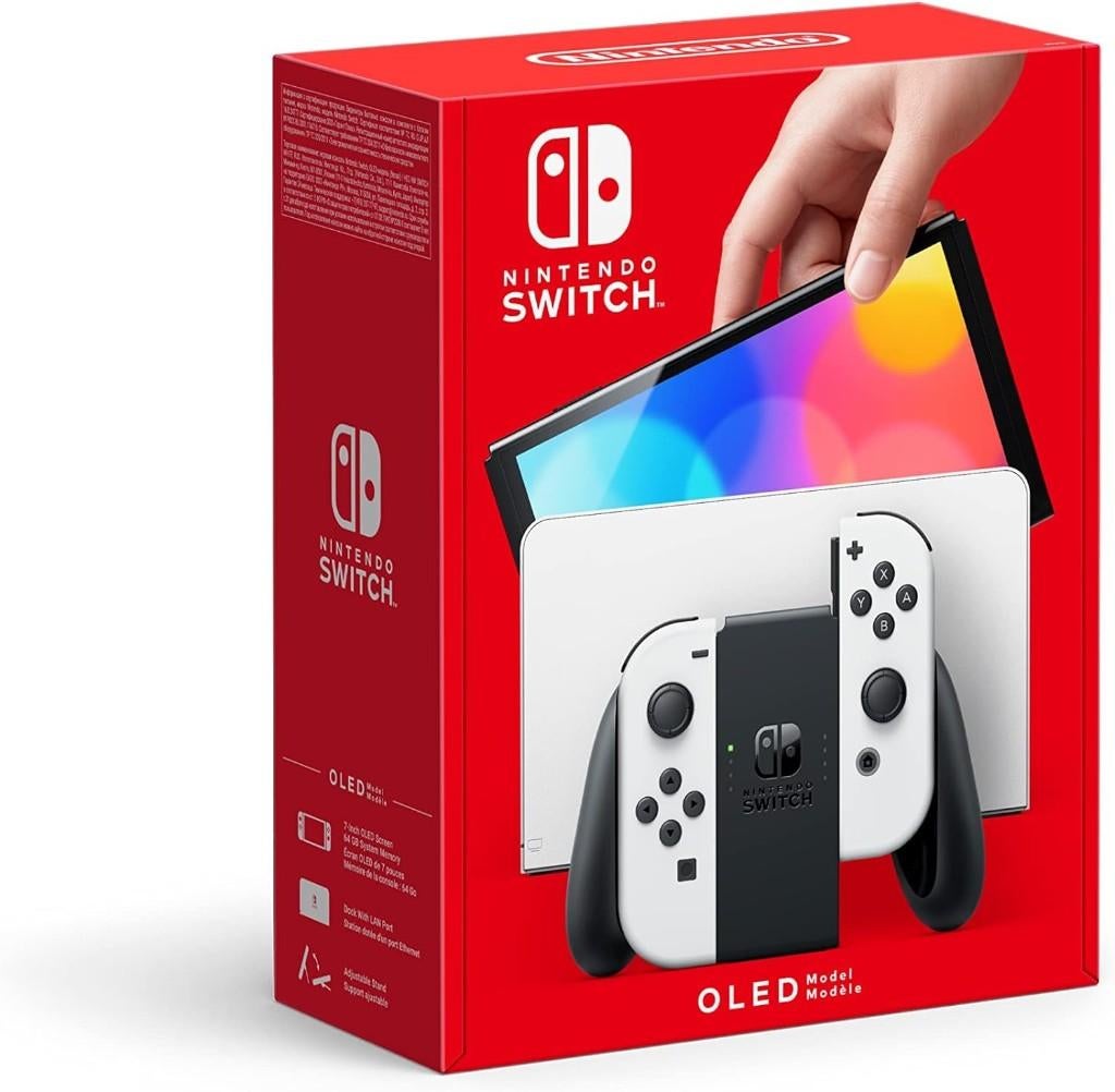 Neuf -  Nintendo Switch OLED - manettes + docking Blanches, Verzenden, Nieuw, Switch OLED