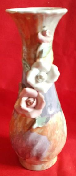 vase soliflore decore irisé et fleurs en relief, Ophalen of Verzenden, Zo goed als nieuw, Aardewerk of Porselein