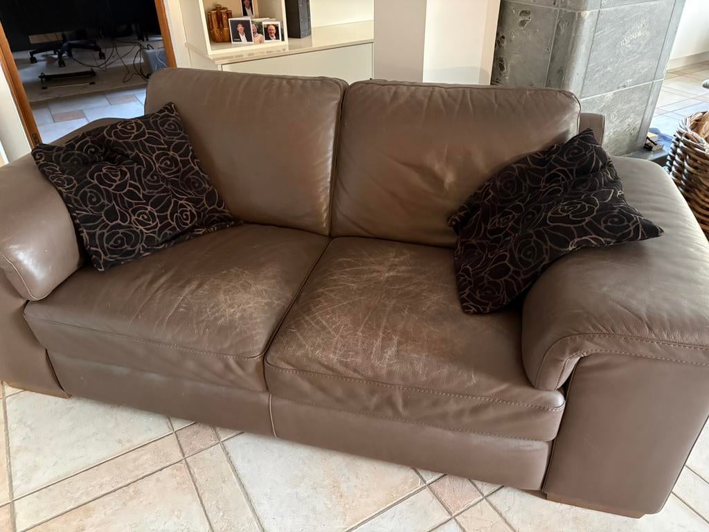 Natuzzi taupe 2 zit, Huis en Inrichting, Zetels | Zetels, Ophalen, Gebruikt