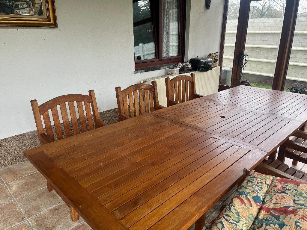 Tuinset in eikenhout, Ophalen, Hout, Meer dan 8 zitplaatsen, Tuinset