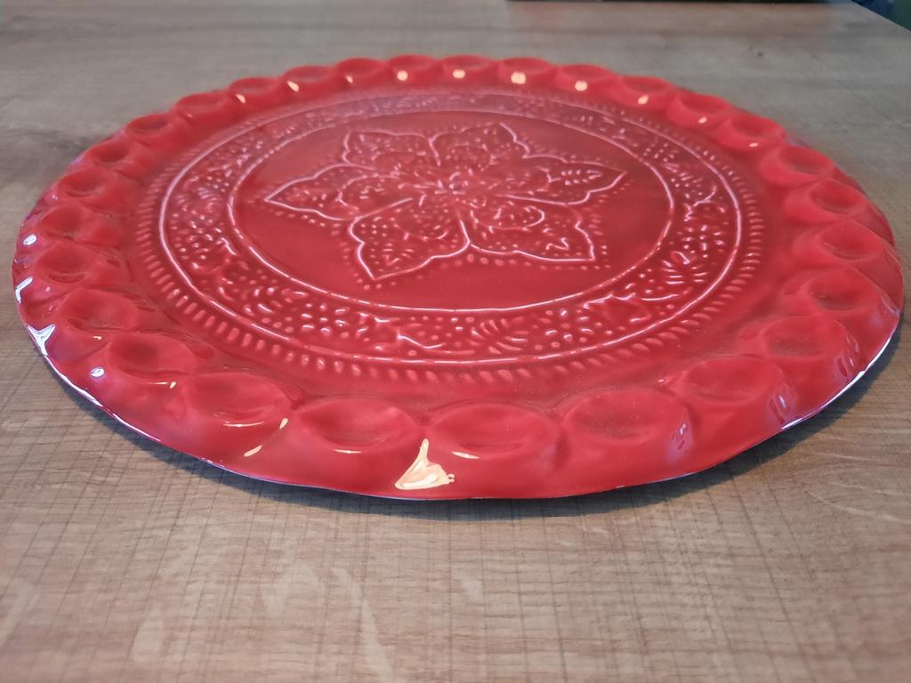 Dienblad rood 34 cm, Huis en Inrichting, Ophalen of Verzenden, Nieuw, Rond, Metaal