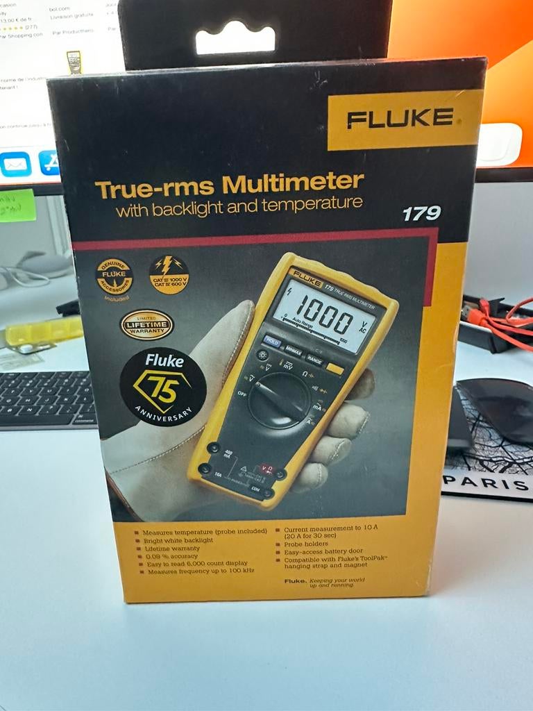 : Multimètre Fluke 179 True-RMS professionnel, Bricolage & Construction, Enlèvement, Comme neuf, Température