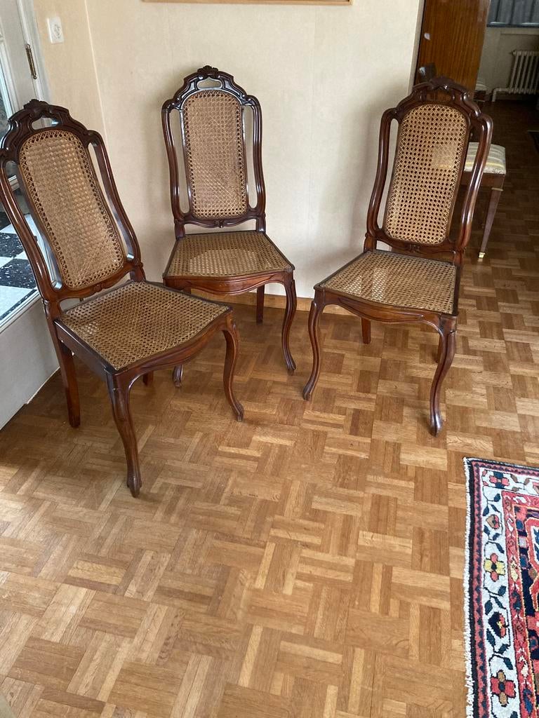 3 antieke rieten stoelen, Antiek en Kunst, Antiek | Meubels | Stoelen en Sofa's, Ophalen