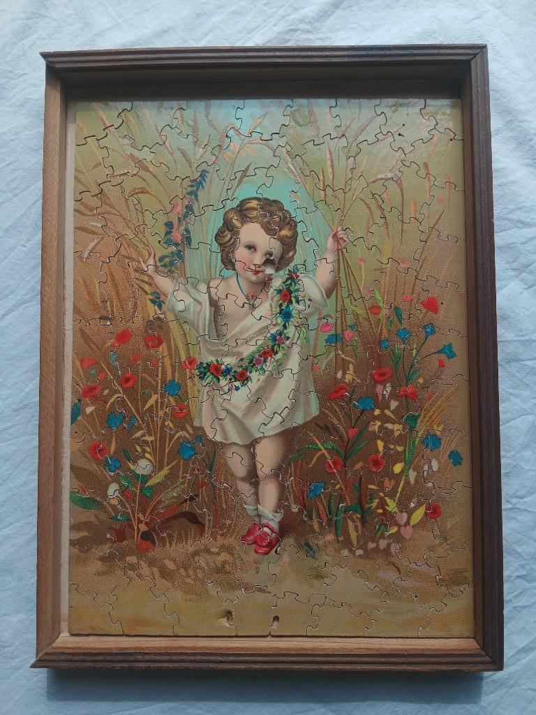 3 Antieke lithografische puzzels met romantische taferelen, Antiek en Kunst, Ophalen of Verzenden