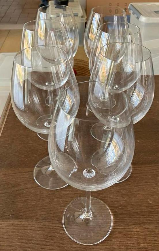 7 kristallen wijnglazen, Ophalen, Zo goed als nieuw