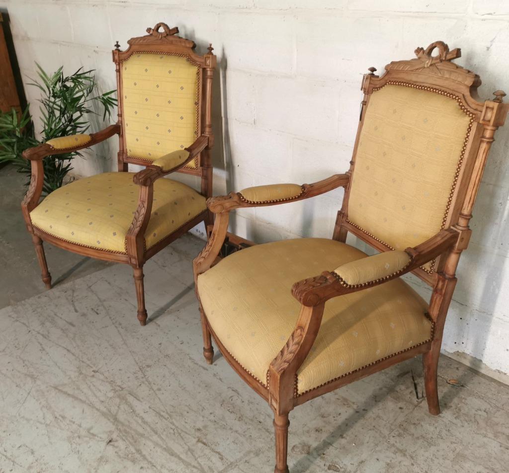 2 sièges de fauteuil anciens en tissu en excellent état, Maison & Meubles, Fauteuils, Comme neuf, Bois, Tissus, Enlèvement