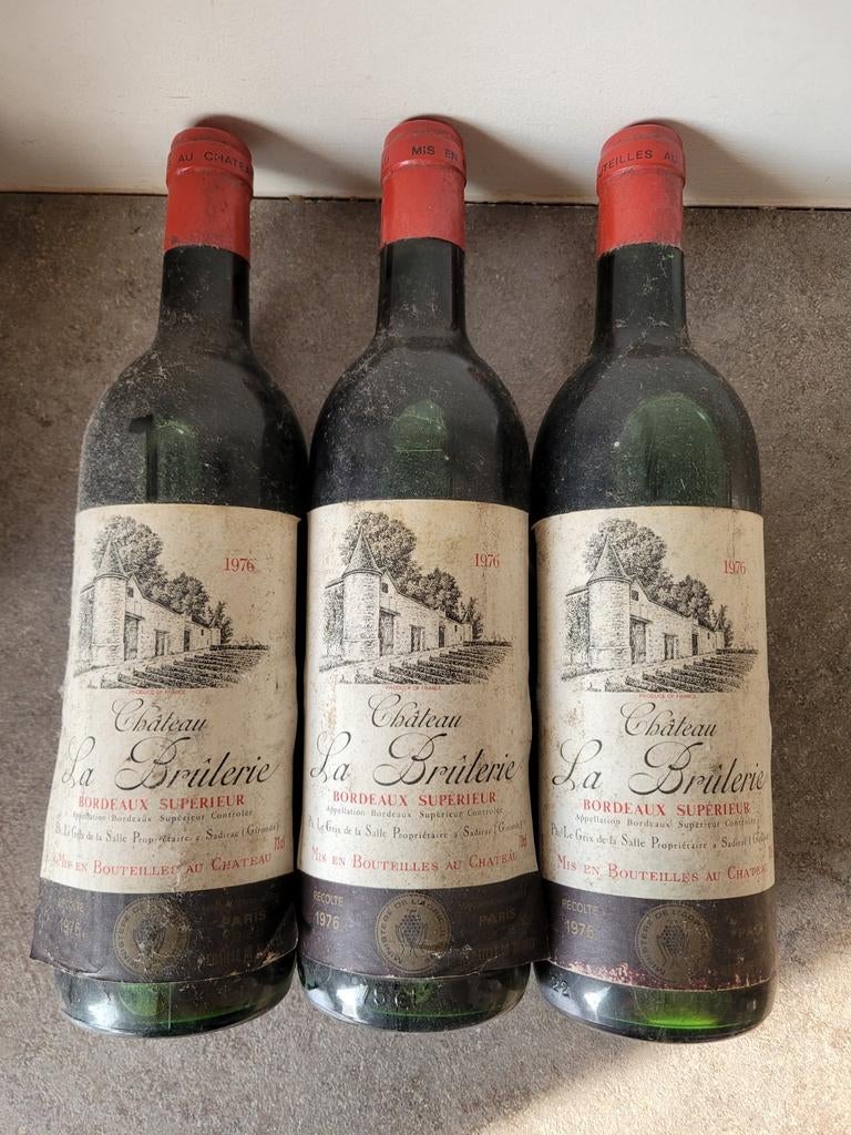 3 flessen rode wijn  Bordeaux supérieur 1976, Enlèvement, Comme neuf, Vin rouge