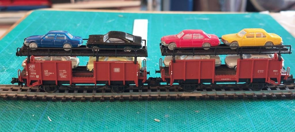 NLK 0113 FLEISCHMANN AUTOTRANSPORT MET LADING 1/160, Gelijkstroom, Verzenden, Fleischmann, Wagon