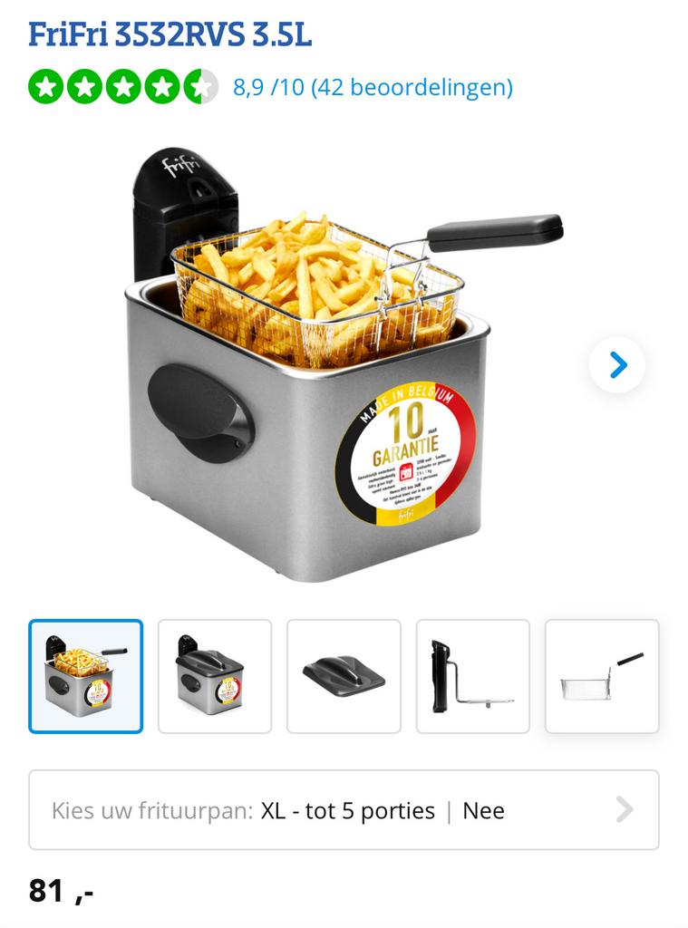 Friteuse Frifri 3,5L, 3 tot 4 liter, Ophalen, Zo goed als nieuw, Uitneembare binnenpan