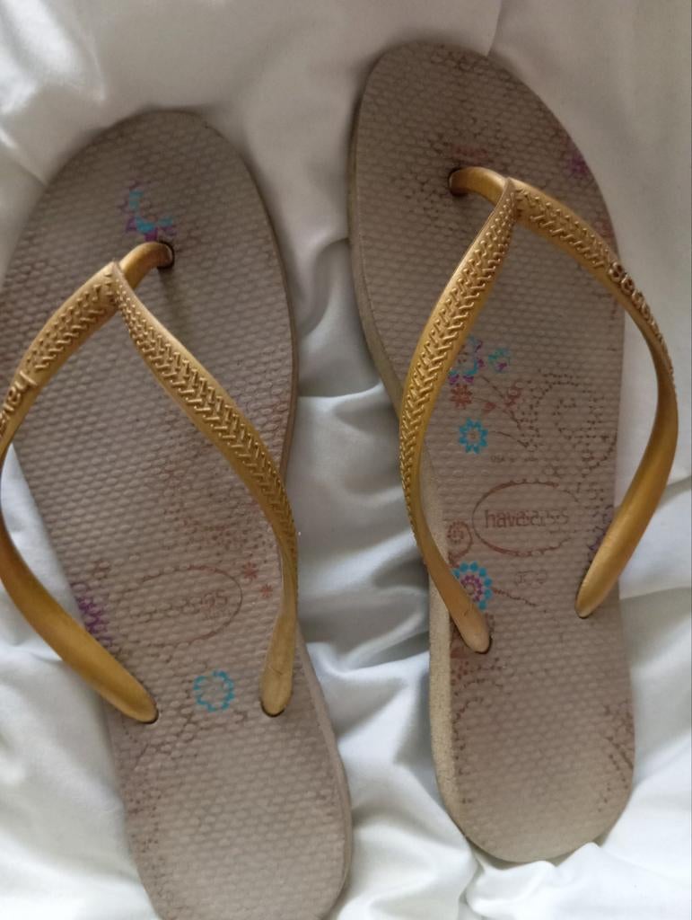 Havaianas - glittergouden bandjes, maat 37/8, Ophalen of Verzenden