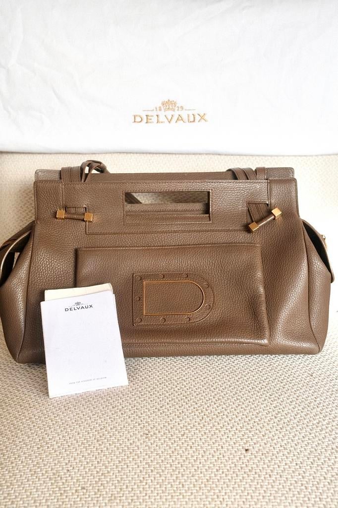 Delvaux Benjamin - met certificaat, stoffenzak, Ophalen of Verzenden, Gebruikt, Bruin, Shopper