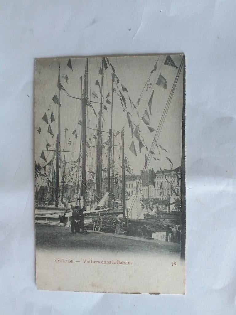 OSTENDE VOILIERS DANS LE BASSIN, Envoi, Avant 1920, Non affranchie, Flandre Occidentale
