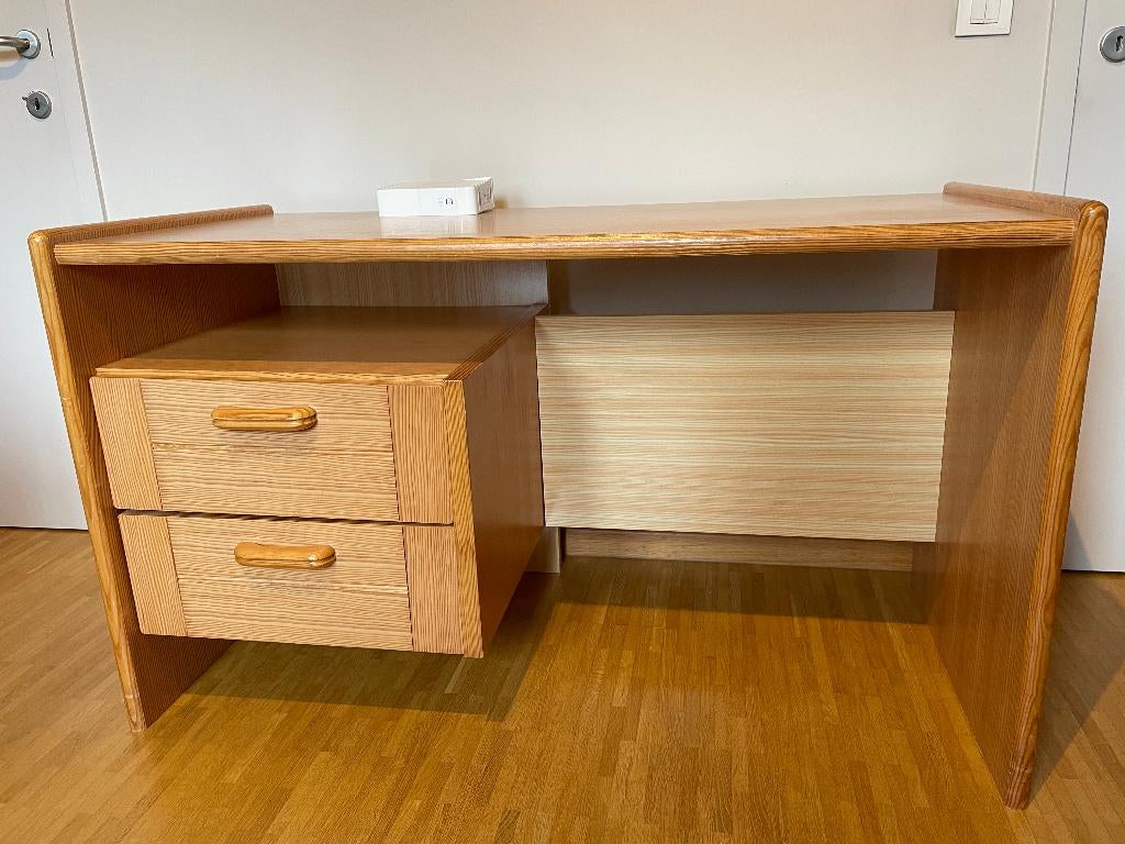Bureau vintage en bois avec commode, Enlèvement