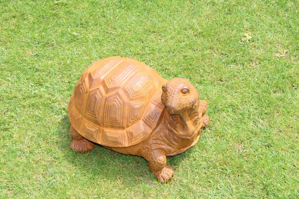 XXL schildpad in roestig gietijzer groot model., Tuin en Terras, Tuinbeelden, Ophalen of Verzenden, Nieuw, Metaal, Dierenbeeld
