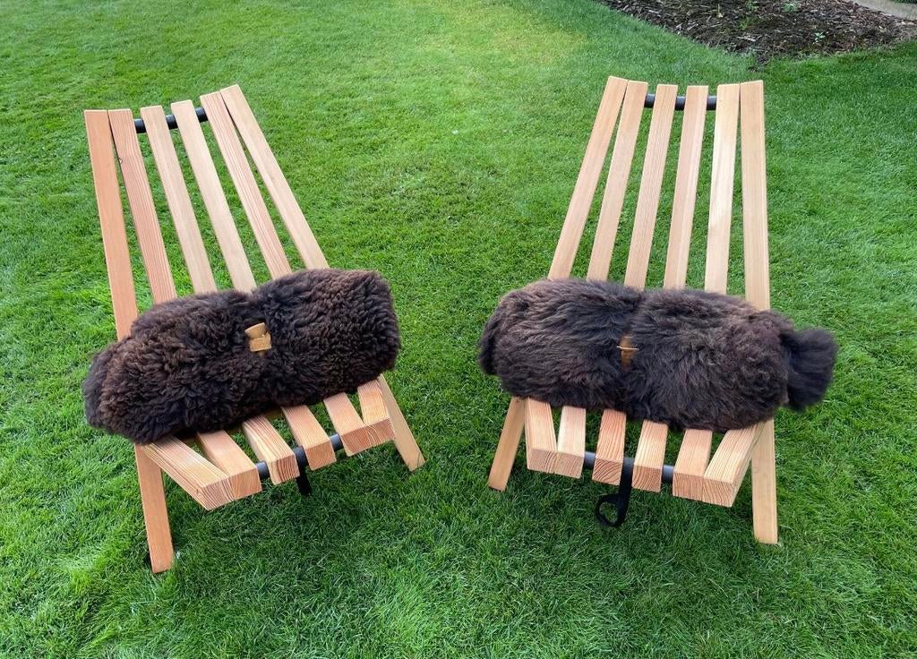 2 fauteuils Fieldchair Weltevree et peau de mouton brun !, Enlèvement, Neuf, Bois, Pliant