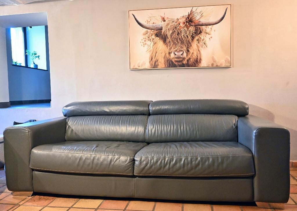 Canapé cuir véritable italien - 3 places + 2 places – 200 €, Maison & Meubles, Canapés | Salons, Trois personnes, Moins de 75 cm