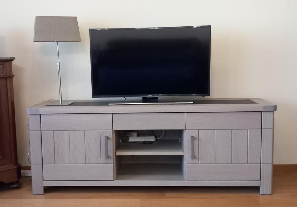 Meuble TV - chêne gris/taupe clair - 395,00 euros, Maison & Meubles, Enlèvement, Comme neuf, Chêne, Moderne