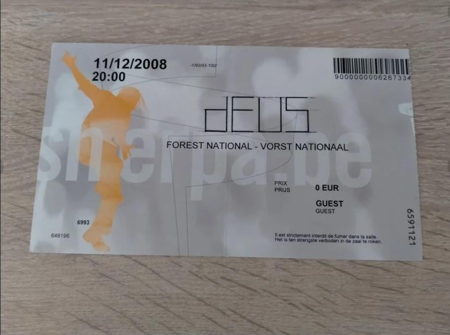 Ticket concert dEUS Forest National (Bruxelles), 11/12/2008, Enlèvement, Utilisé, Autres types