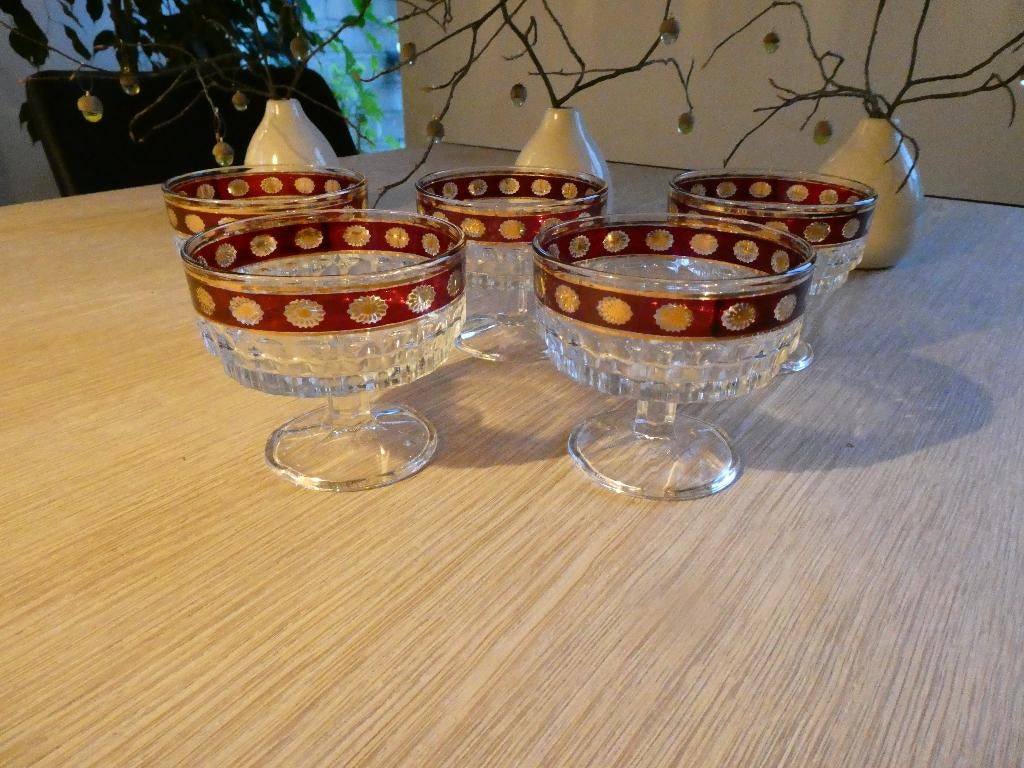 vintage  dessertcoupes of champagne glazen, Ophalen, Gebruikt, Overige typen, Glas