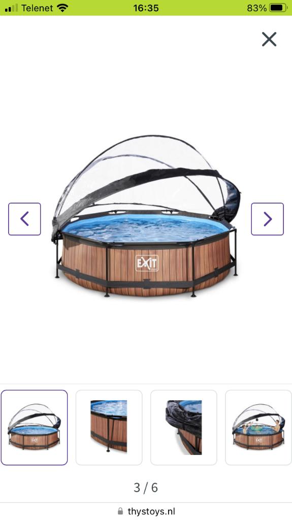 Zwembad Exit wood met overkapping & toebehoren, Ophalen, Gebruikt, Rond, Opzetzwembad
