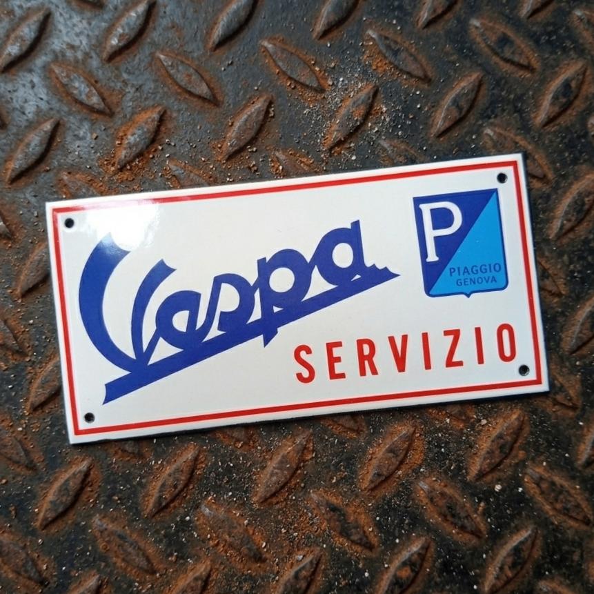 Emaille Schild VESPA Vintage Scooter Reclamebord Italië 80's, Verzamelen, Merken en Reclamevoorwerpen, Verzenden, Gebruikt, Reclamebord