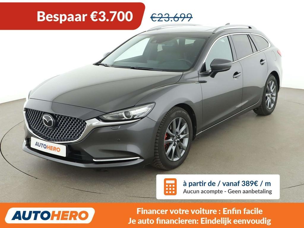 Mazda 6 2.5 Exclusive-Line (bj 2019, automaat), Auto's, Mazda, Leder, 5 deurs, 172 g/km, Zilver of Grijs