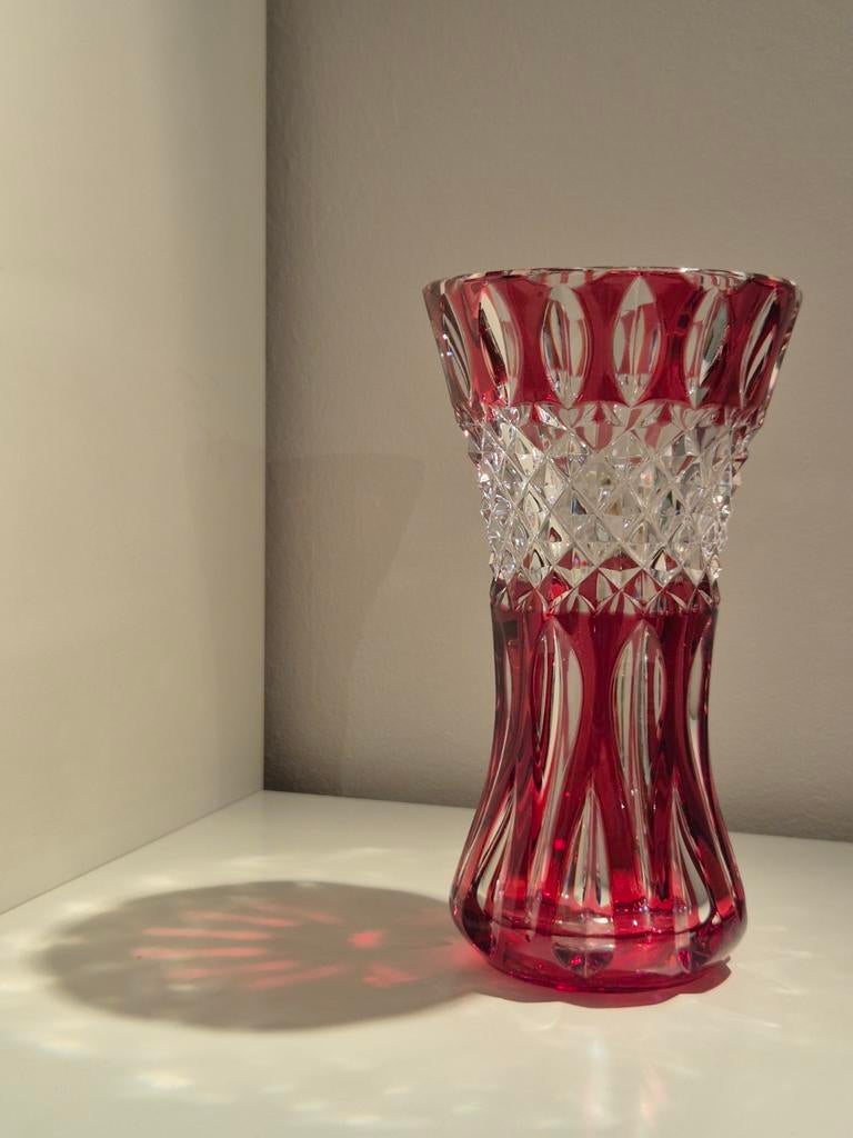 Petit vase Teniers rouge en cristal Val Saint Lambert, Ophalen of Verzenden