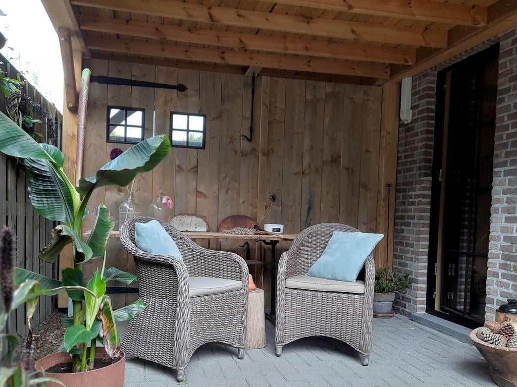 Carport; op maat gemaakt dubbele deur in nieuw steigerhout., Tuin en Terras, Tuinpoorten, Ophalen, Gebruikt, 200 cm of meer, Hout