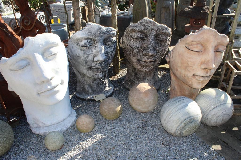 XXL gepatineerd stenen gezichtsbeeld H: 1 m 18 cm!, Tuin en Terras, Ophalen, Nieuw, Steen, Overige typen