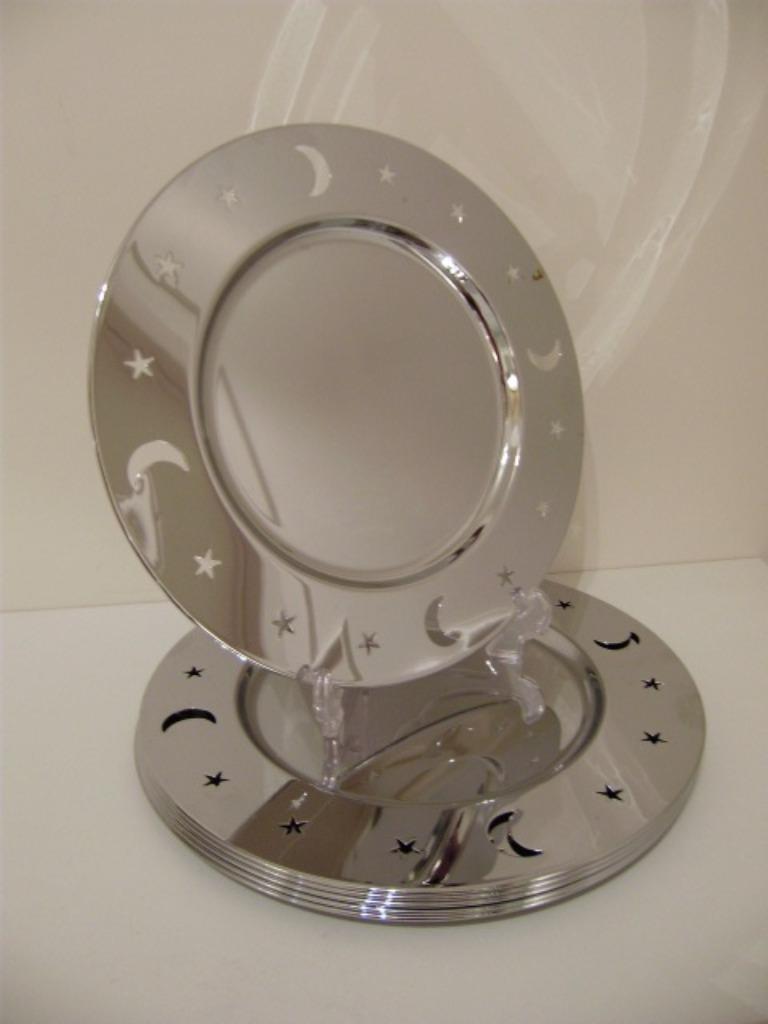 6x Chroom onderzetborden in >>> ALESSI stijl <<<, Enlèvement, Comme neuf, Autres matériaux, Assiettes(s)