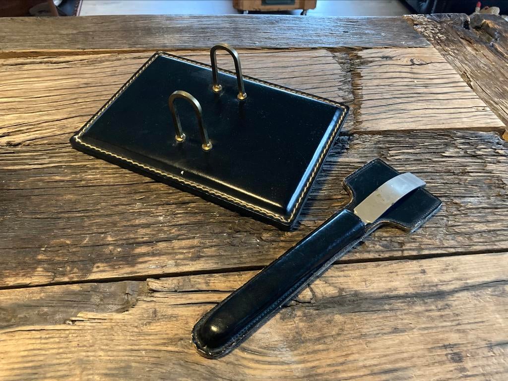 Antiek lederen bureau accessoires, Antiek en Kunst, Ophalen of Verzenden