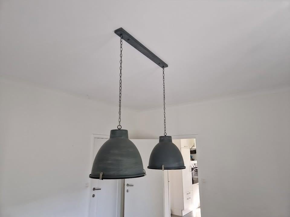luminaire lustre moderne à deux lumières industrielle, Ophalen, Zo goed als nieuw, Metaal
