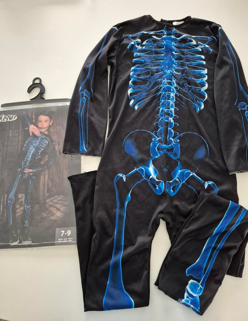 Verkleedkostuum neon geraamte 7-9 jaar, Ophalen, Gebruikt